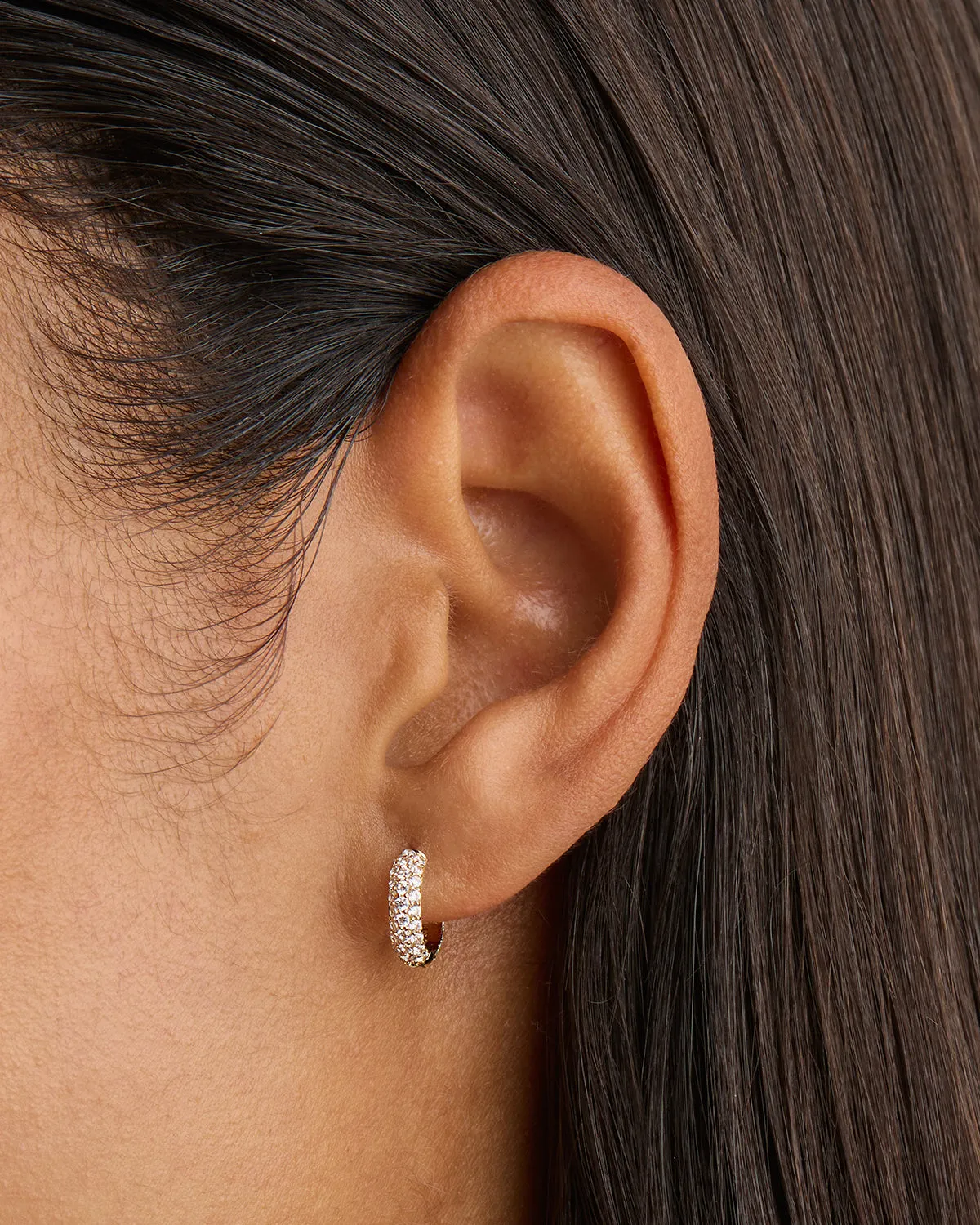 14k Solid Gold Light Catcher Lab-Grown Diamond Hoop