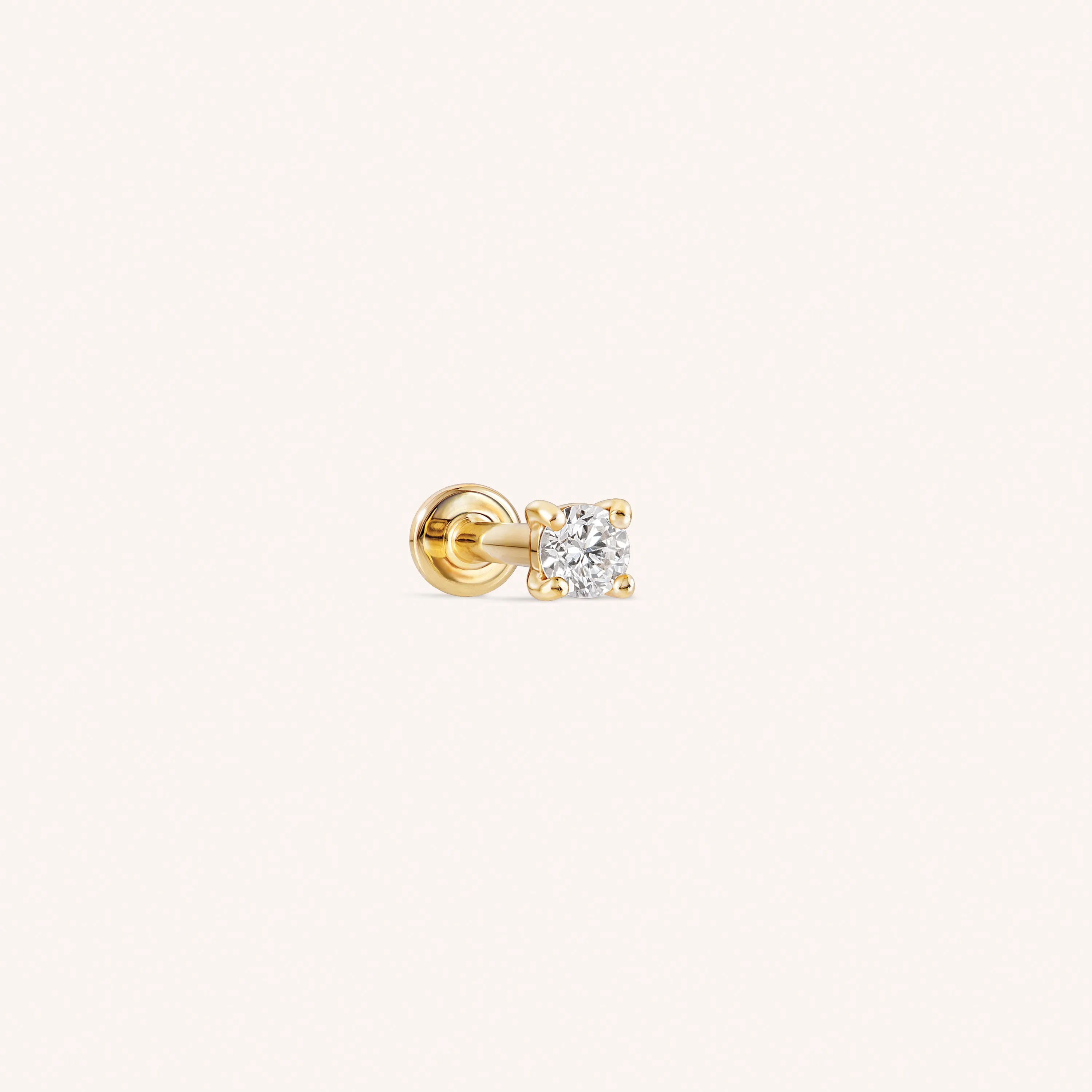 14K Solid Gold Mini Diamond Threaded Labret Earring