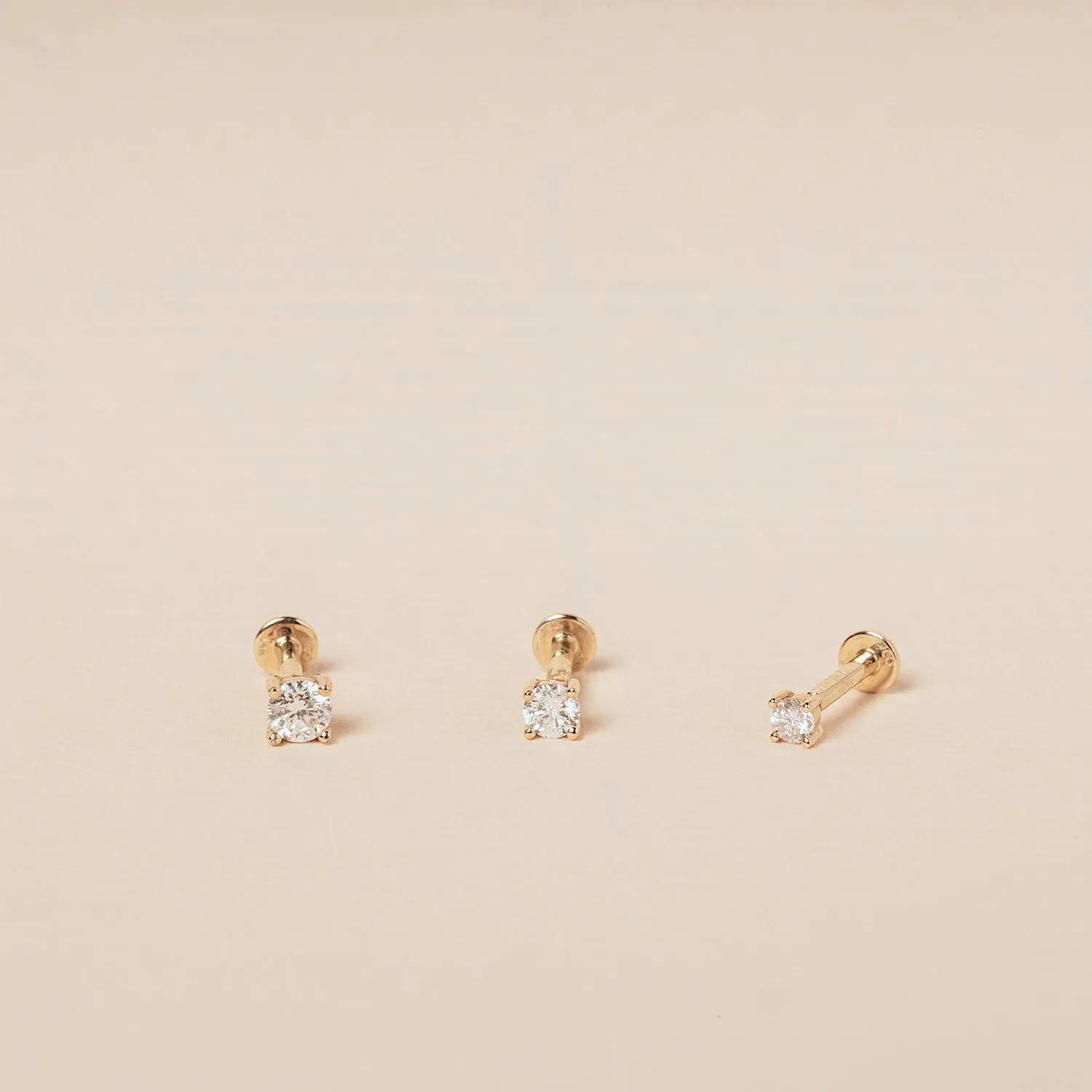 14K Solid Gold Mini Diamond Threaded Labret Earring
