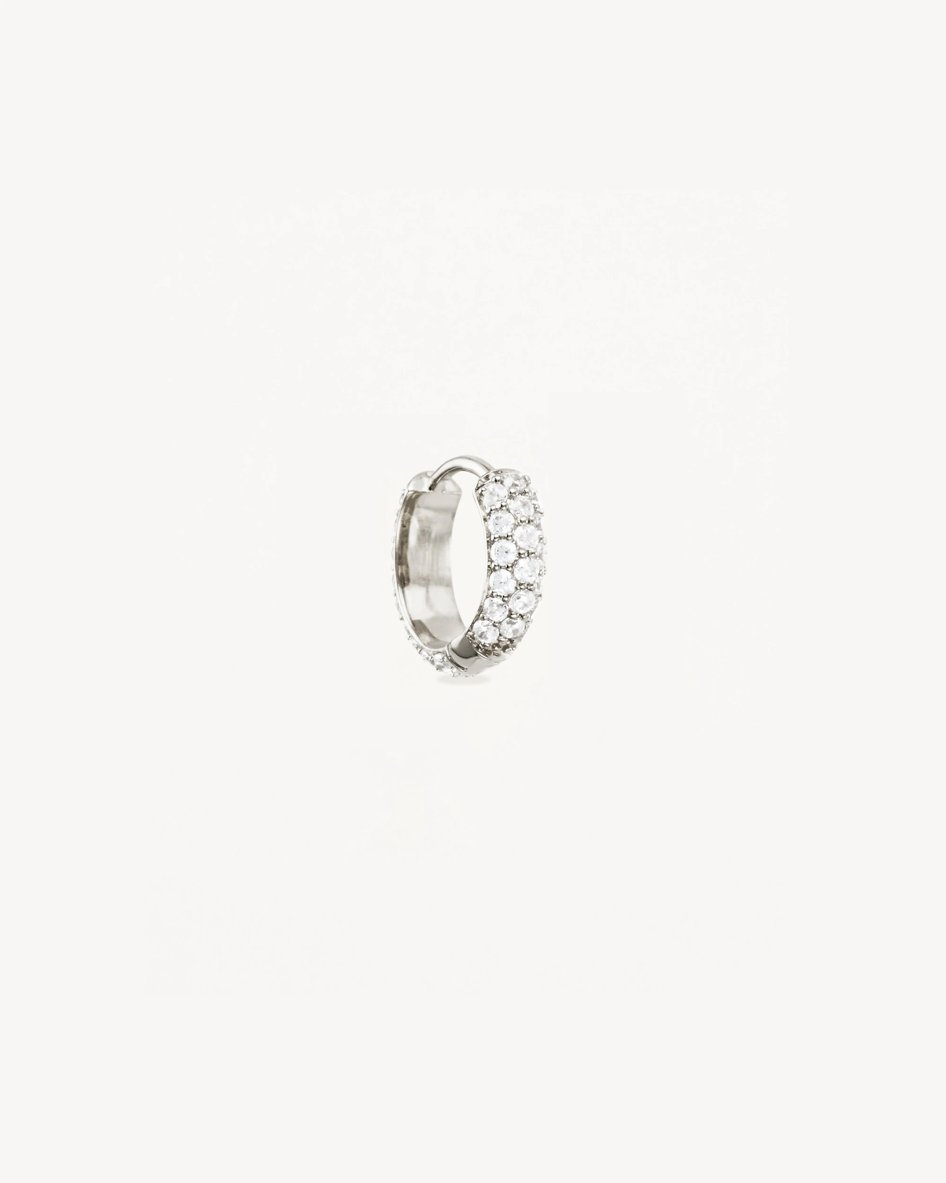 14k Solid White Gold Light Catcher Lab-Grown Diamond Hoop