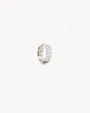14k Solid White Gold Light Catcher Lab-Grown Diamond Hoop
