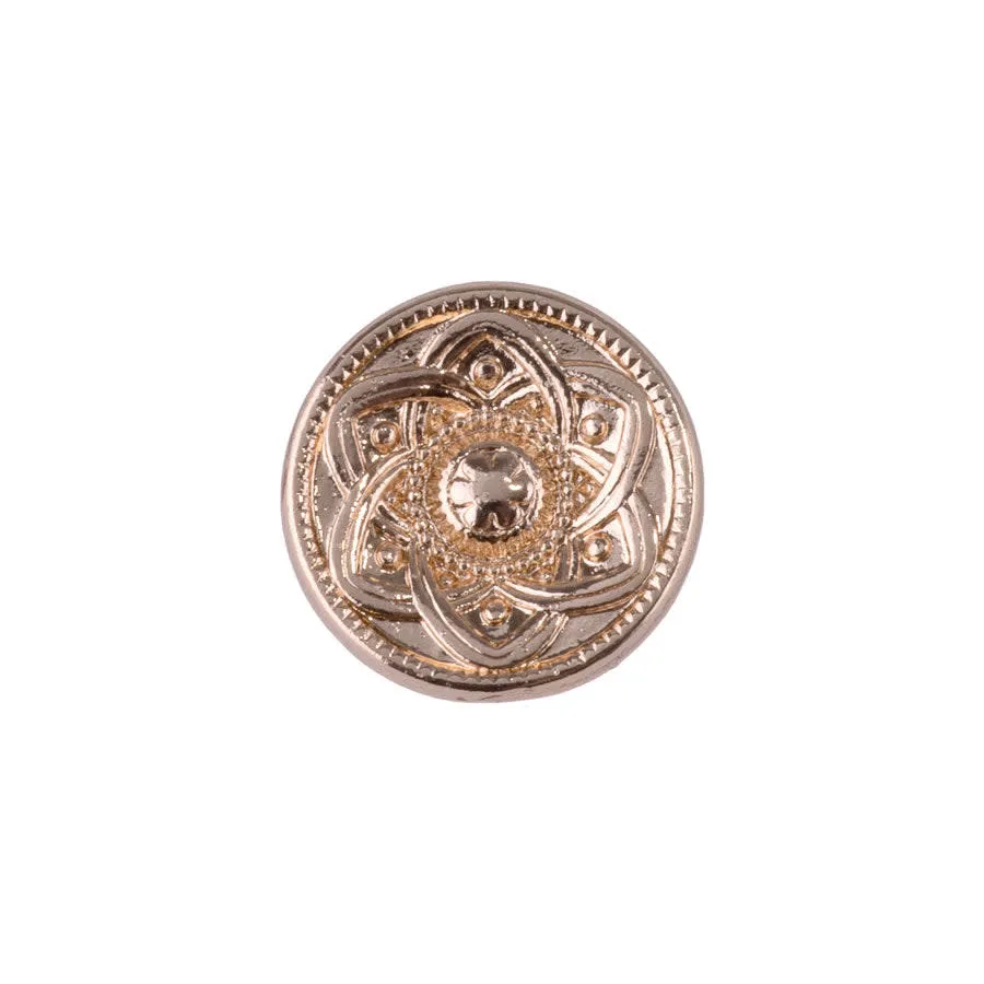 15mm Mandala Design Shank Button from the Global Collection - Gold Plated