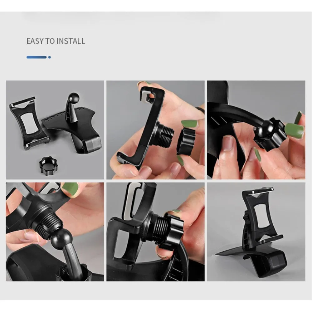 3 in 1 Car GPS Smartphone Holder: Dashboard / Visor Clamp   AC Grid Clip for Meizu M 5S Global - Black