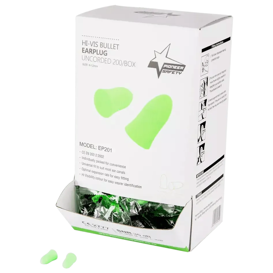 35db Green Hi-Vis PU foam bullet disposable uncorded earplugs