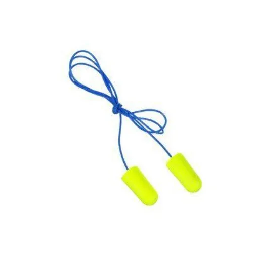 3M™ E-A-Rsoft™ Yellow Neons™ Earplugs 311-1250, Corded, Individually Poly Bagged, Regular Size with Noise Reduction Rating 33 Decibals