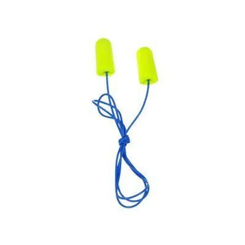 3M™ E-A-Rsoft™ Yellow Neons™ Earplugs 311-1250, Corded, Individually Poly Bagged, Regular Size with Noise Reduction Rating 33 Decibals