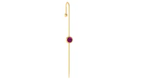 5 MM Round Rhodolite Solitaire Ear Pin in Bezel Setting