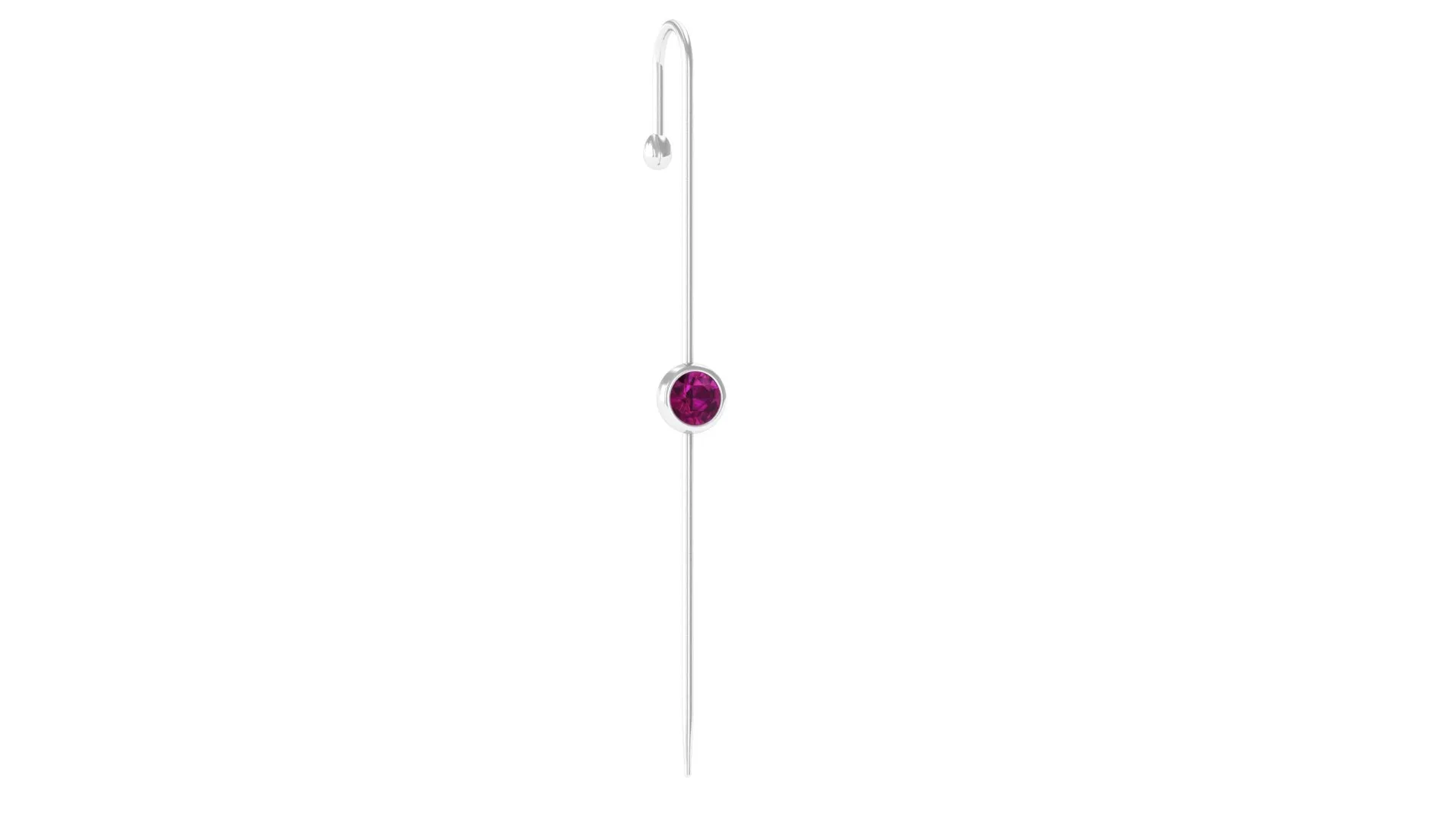 5 MM Round Rhodolite Solitaire Ear Pin in Bezel Setting