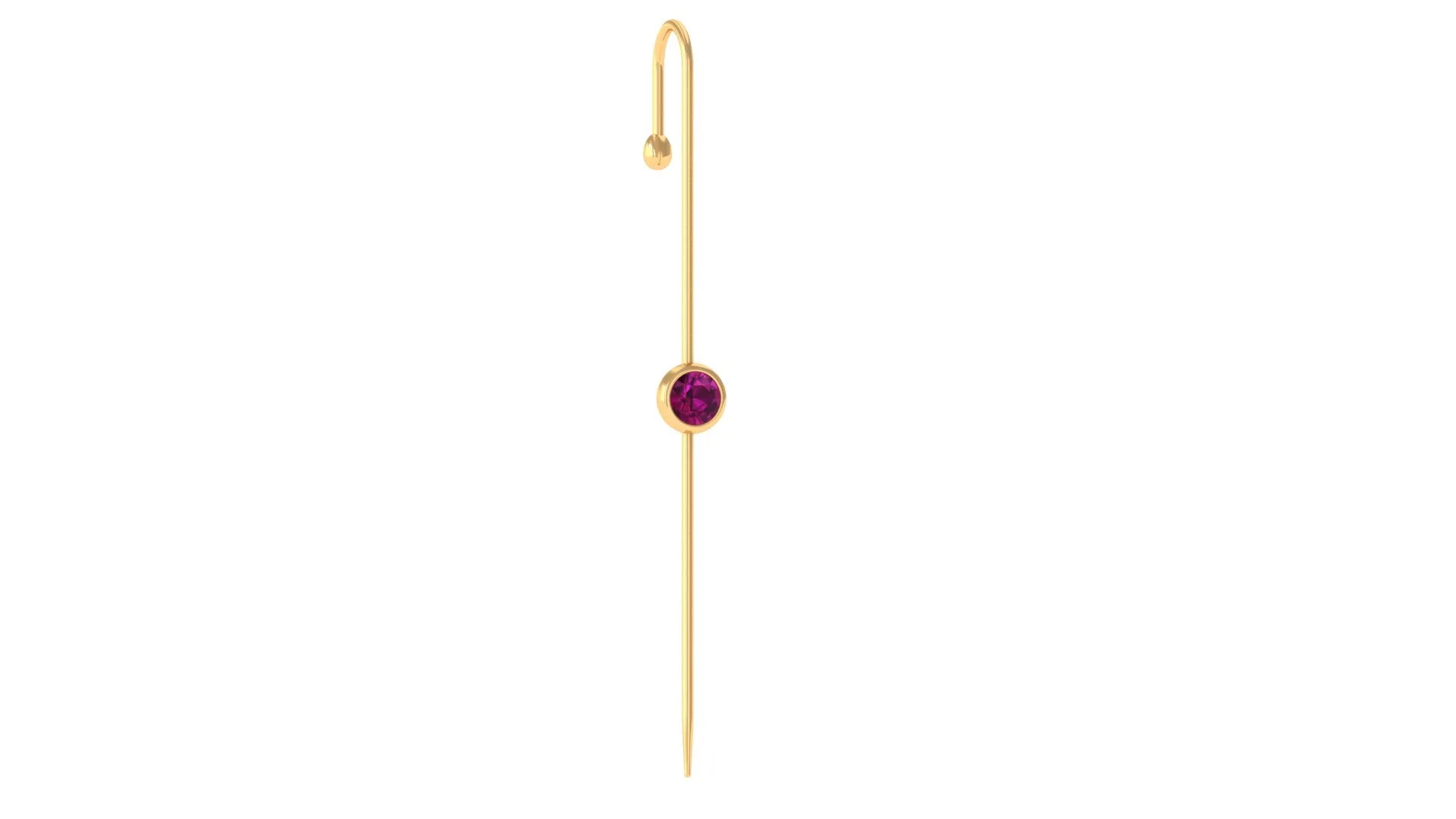 5 MM Round Rhodolite Solitaire Ear Pin in Bezel Setting