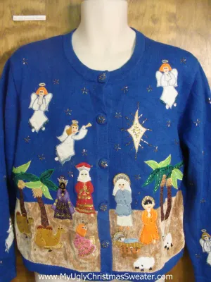 80s Nativity Scene Bad Christmas Sweater