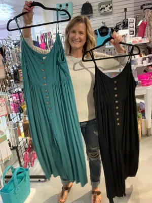 Adrienne Button Jumper in Teal