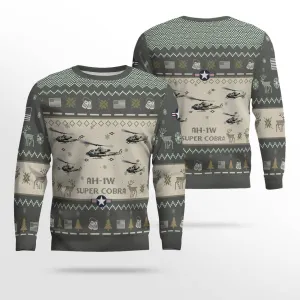 AH-1W Super Cobra AH1W Aircraft Ugly Sweater, Ugly Sweater Christmas Shirt for Men Dad Veteran