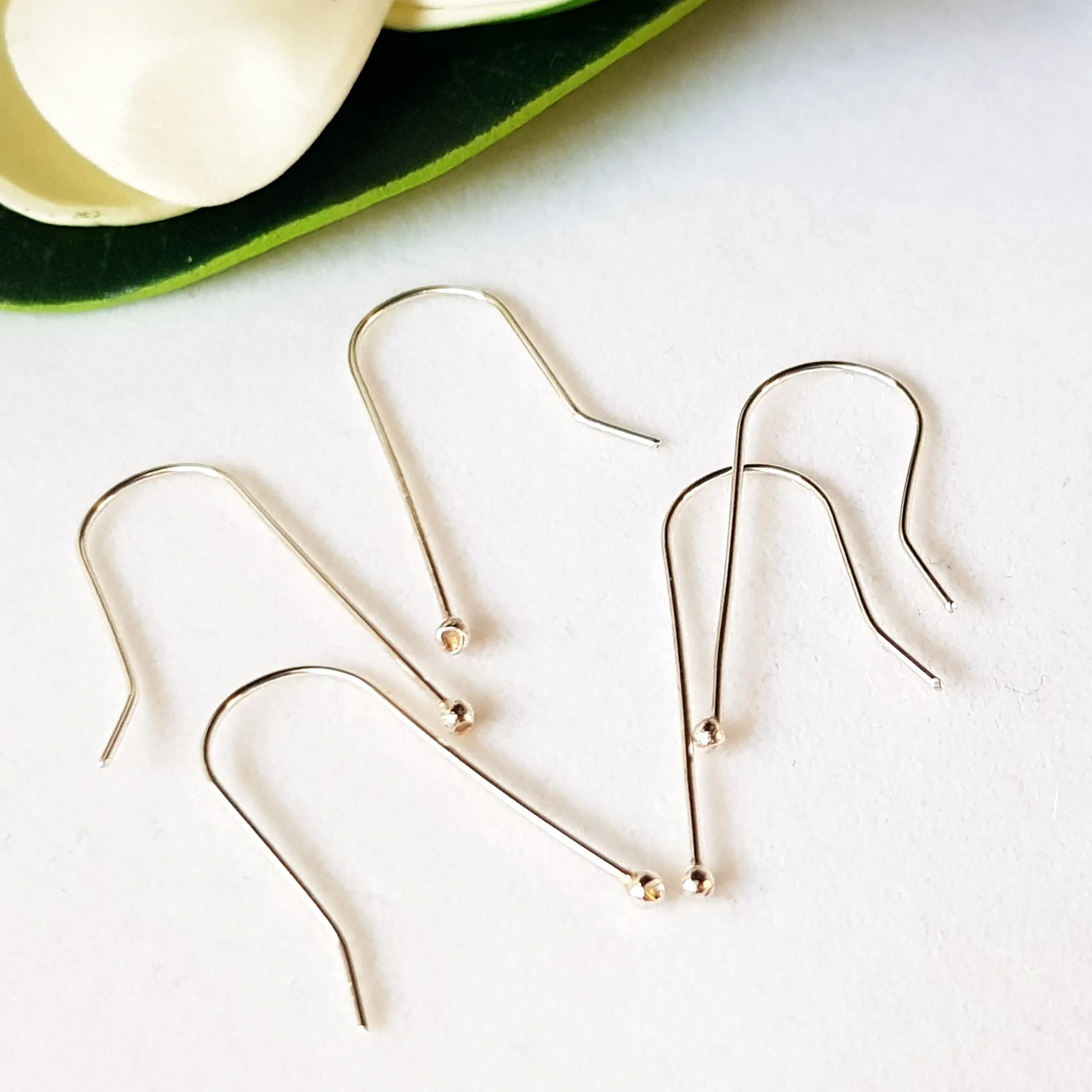 Balled Straight [1 Pair] Sterling Silver 925 Handmade Earring Hooks | SS-021EH | Earring Supply