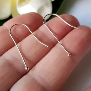 Balled Straight [1 Pair] Sterling Silver 925 Handmade Earring Hooks | SS-021EH | Earring Supply