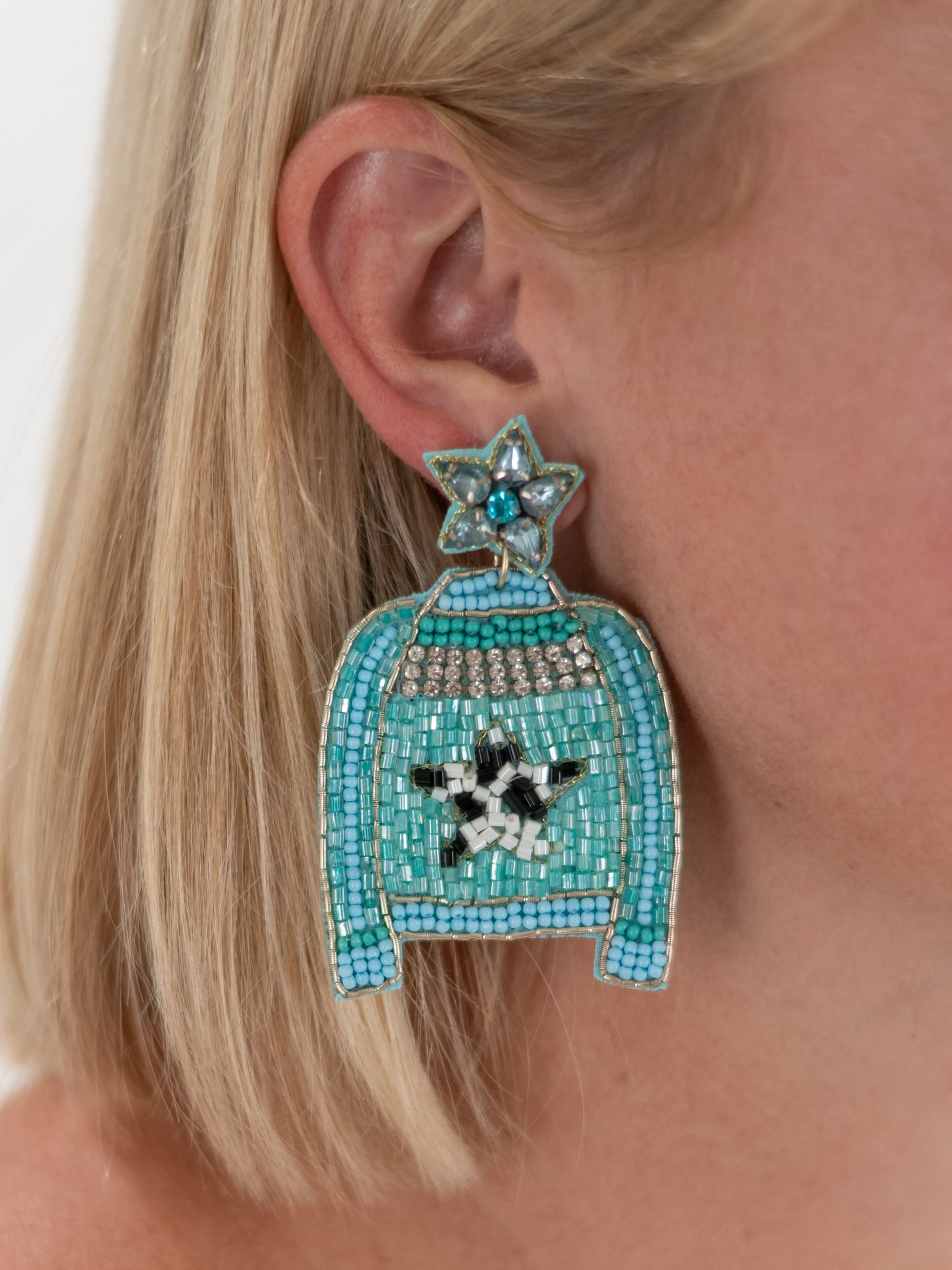 Beaded Star Jacket Earrings