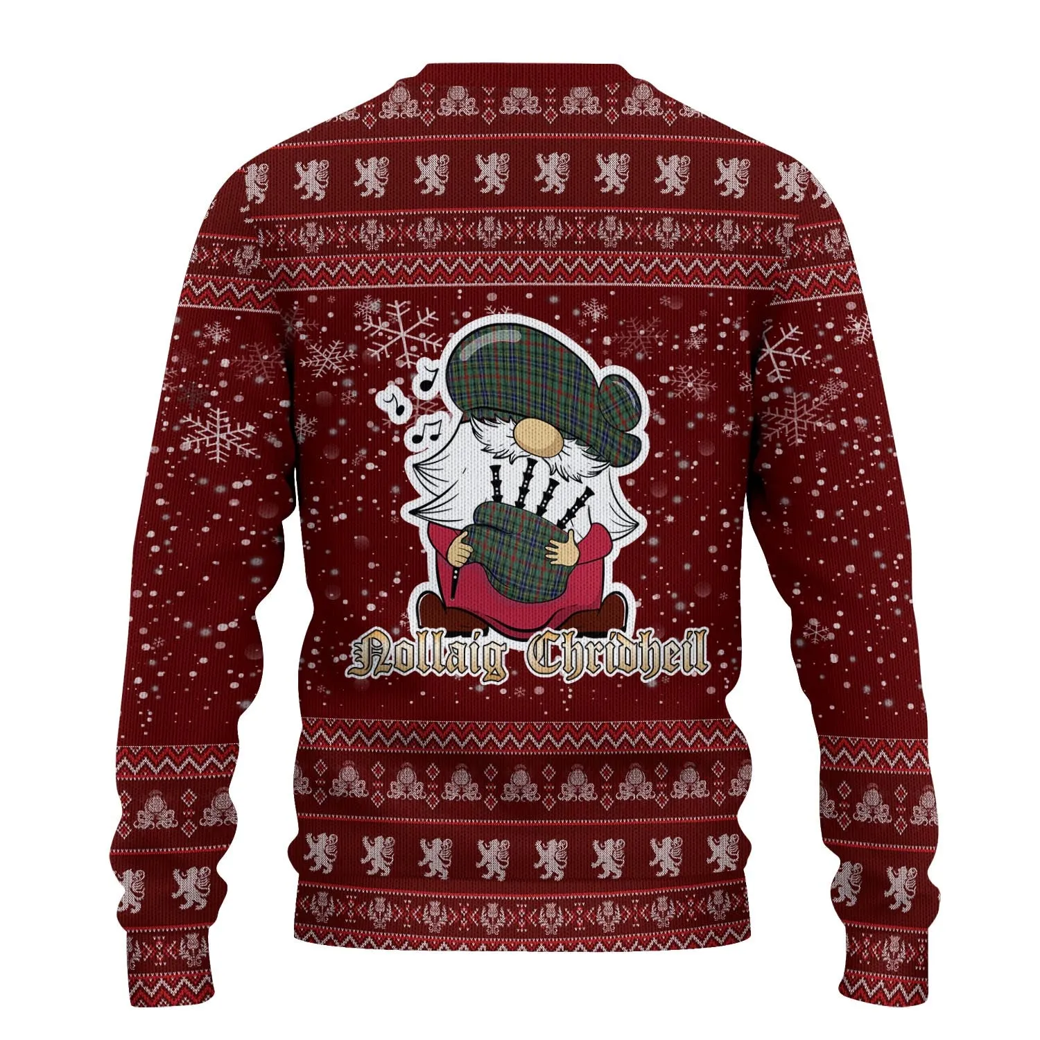 Bisset Clan Christmas Family Ugly Sweater with Funny Gnome Playing Bagpipes
