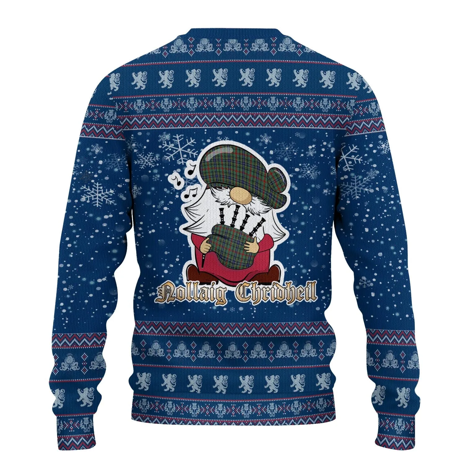 Bisset Clan Christmas Family Ugly Sweater with Funny Gnome Playing Bagpipes