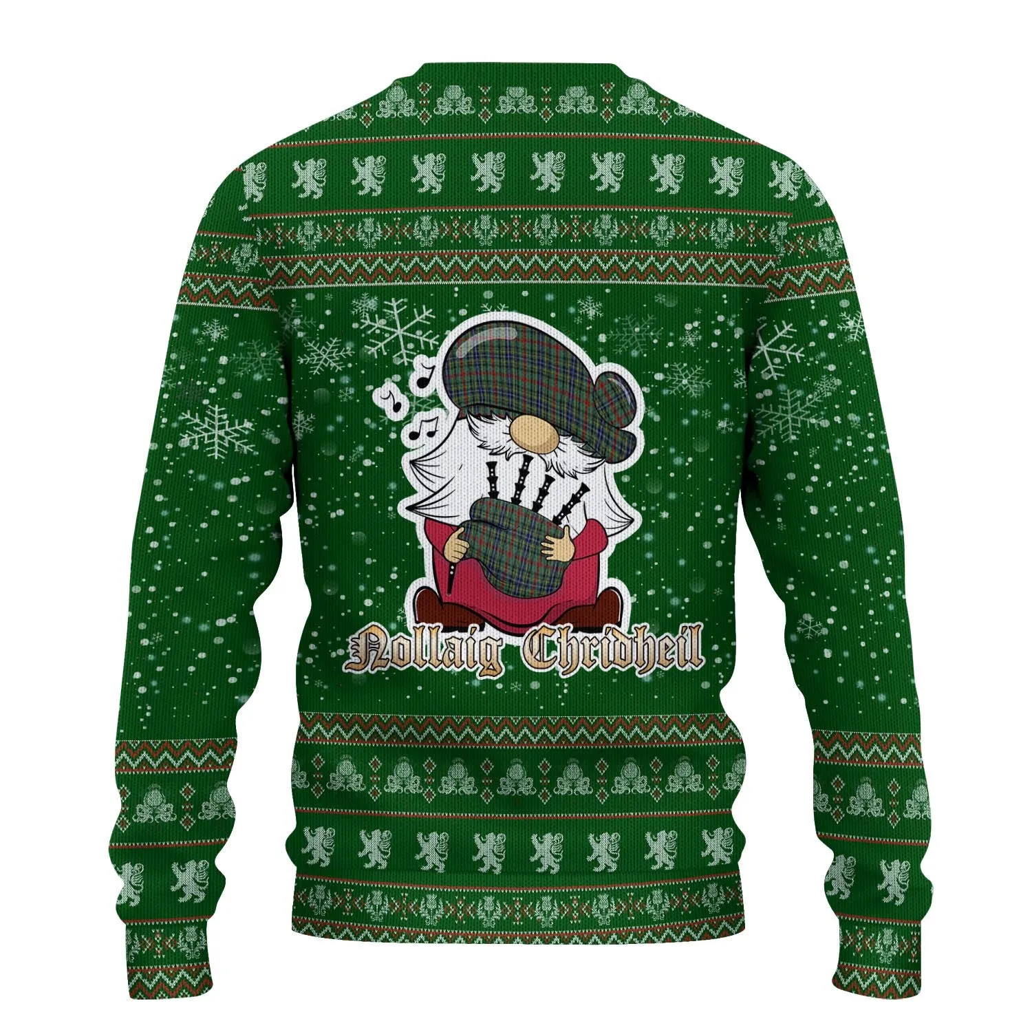 Bisset Clan Christmas Family Ugly Sweater with Funny Gnome Playing Bagpipes