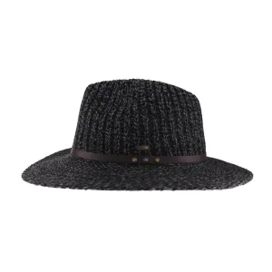 Black Knit C.C Fedora Hat with Leather Band