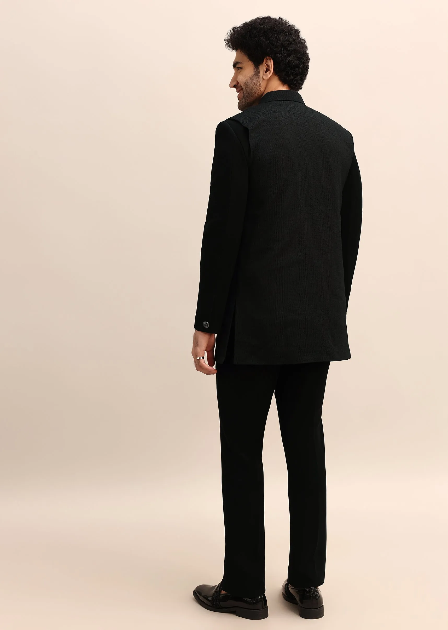 Black Velvet 3 Pc Jodhpuri Suit