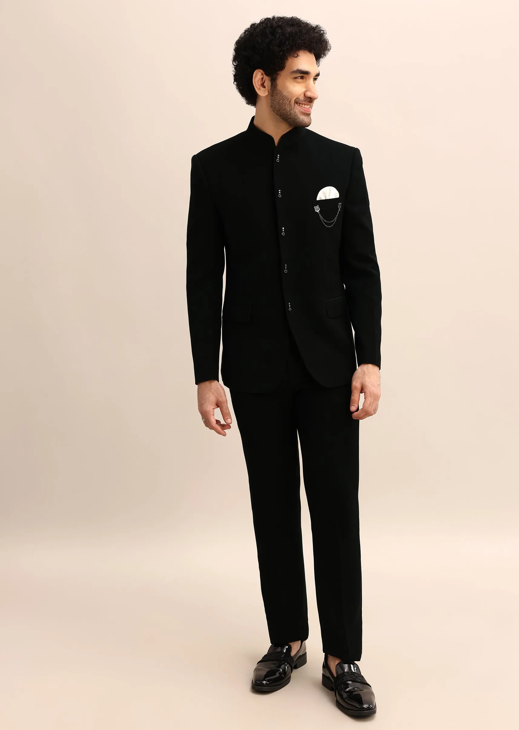 Black Velvet 3 Pc Jodhpuri Suit