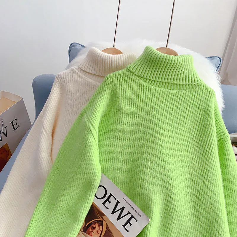 Candy color turtleneck sweater sweater sweater top  5058