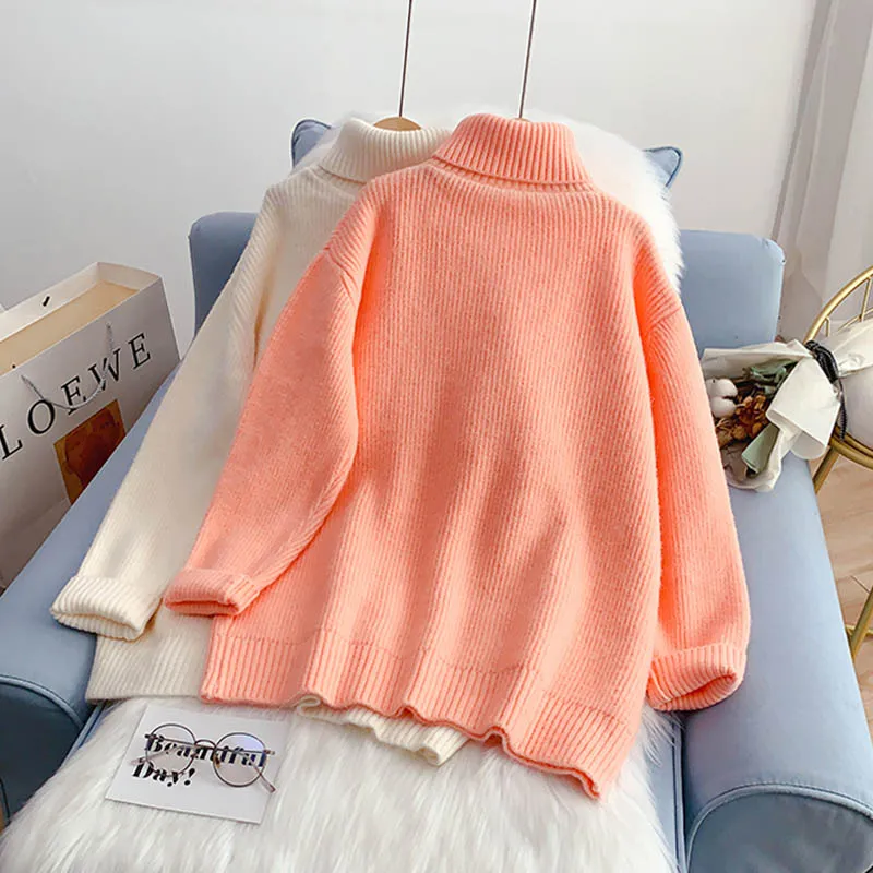 Candy color turtleneck sweater sweater sweater top  5058
