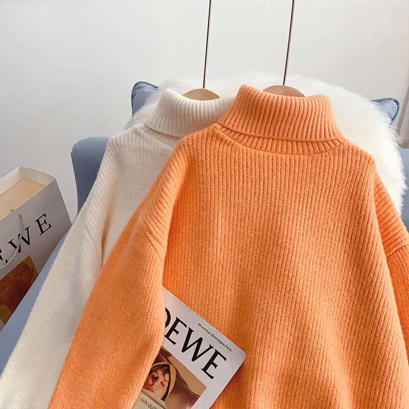 Candy color turtleneck sweater sweater sweater top  5058