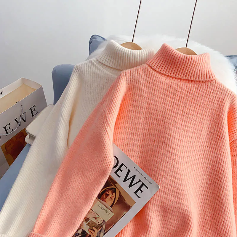 Candy color turtleneck sweater sweater sweater top  5058