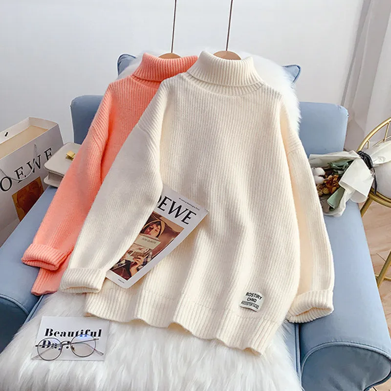 Candy color turtleneck sweater sweater sweater top  5058
