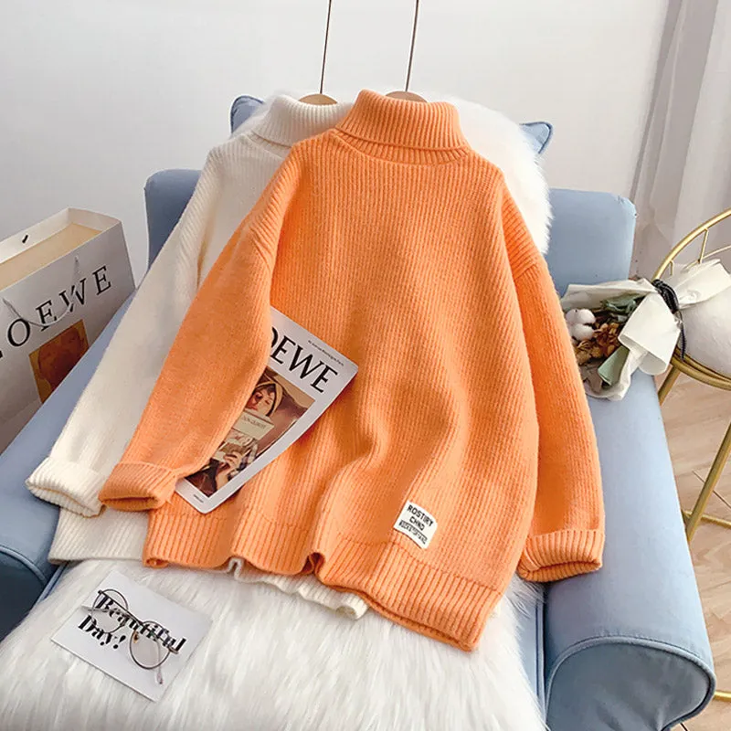 Candy color turtleneck sweater sweater sweater top  5058