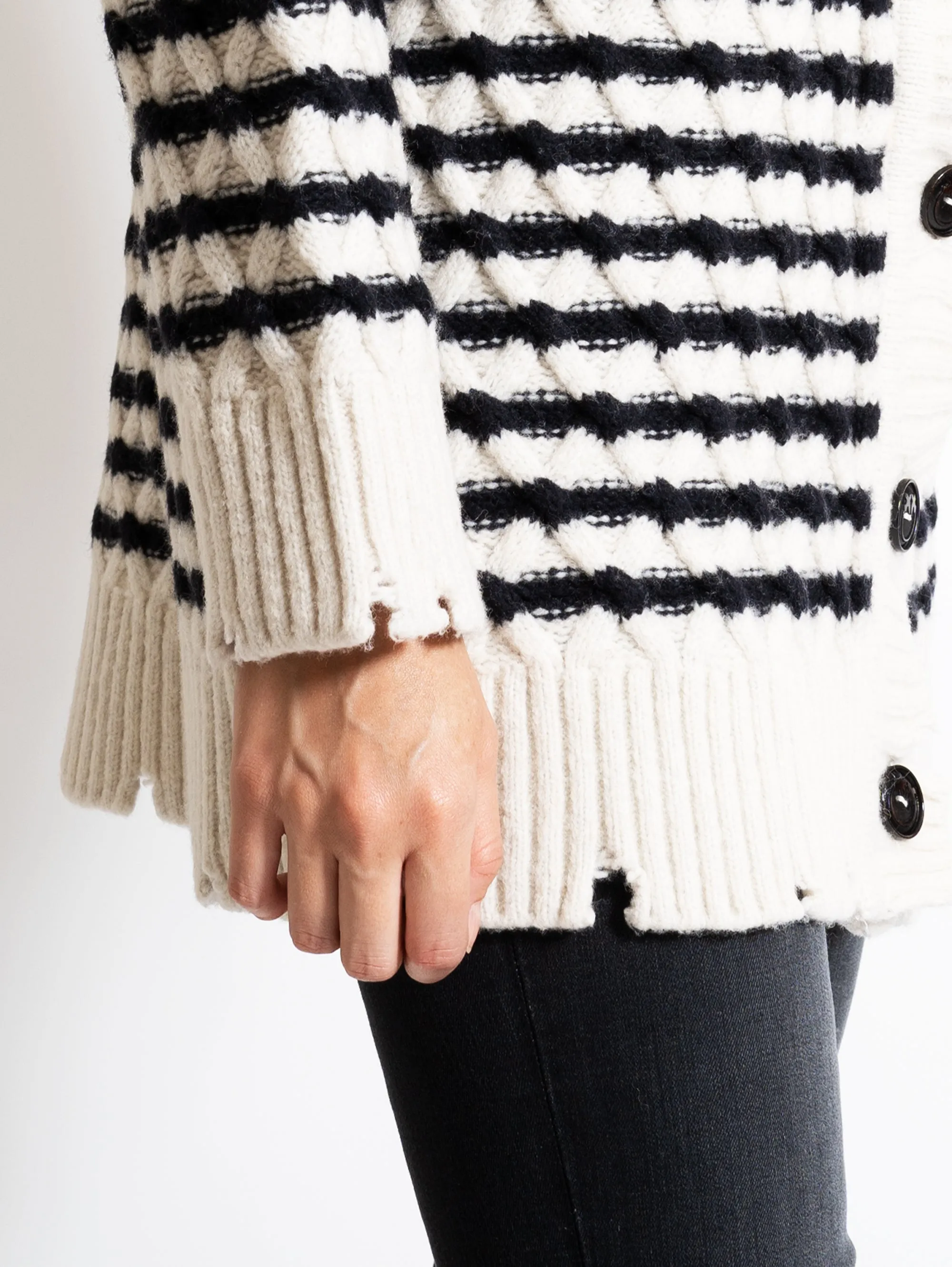 Cardigan a Righe Bianco/Nero
