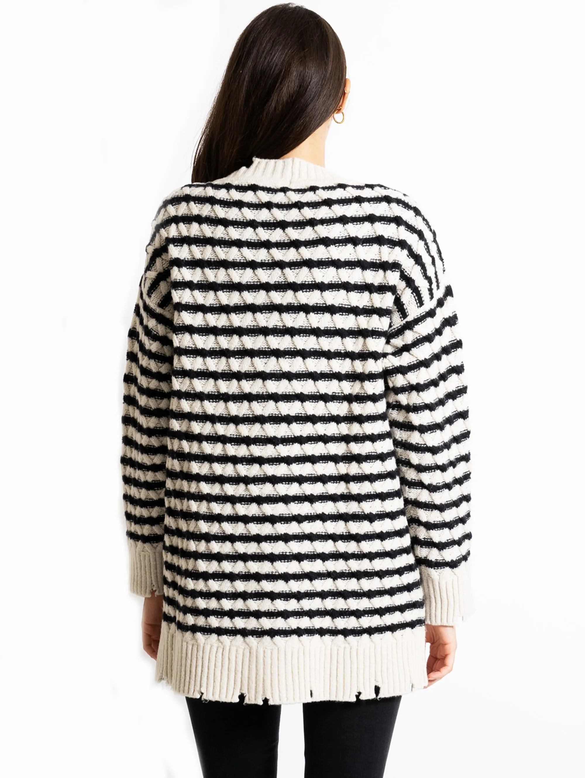 Cardigan a Righe Bianco/Nero