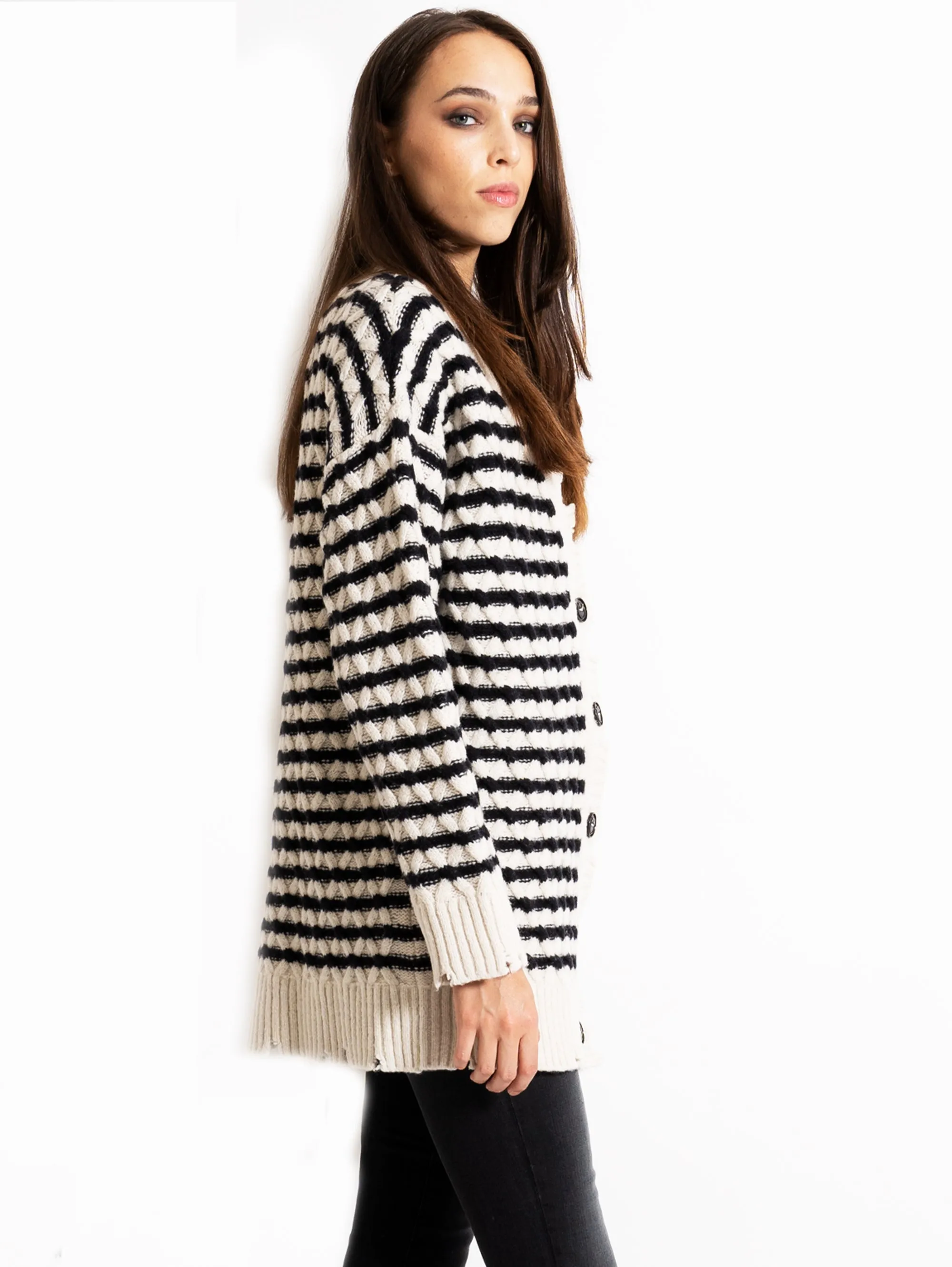Cardigan a Righe Bianco/Nero