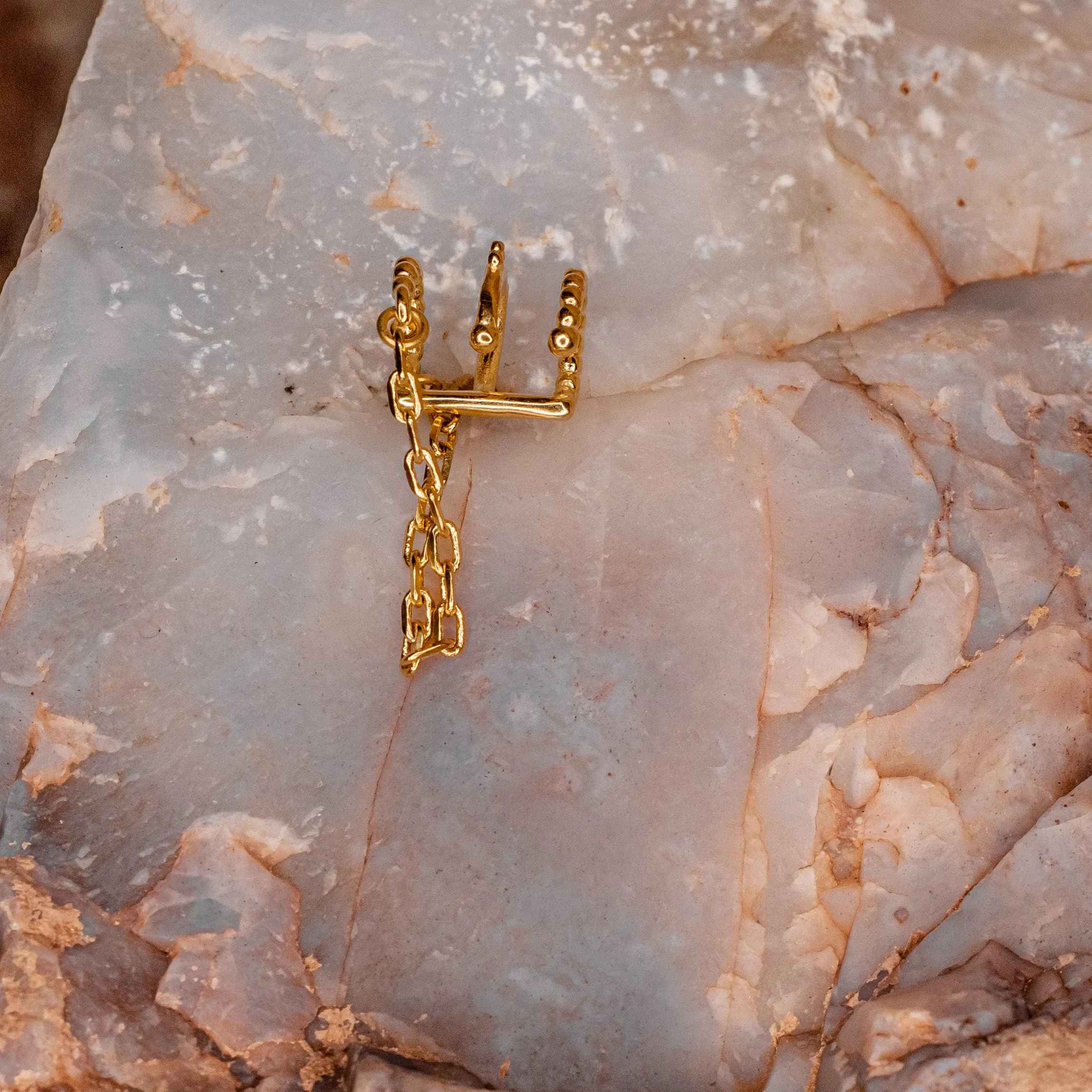 Chained Love Ear Cuff- Yellow Gold Plated