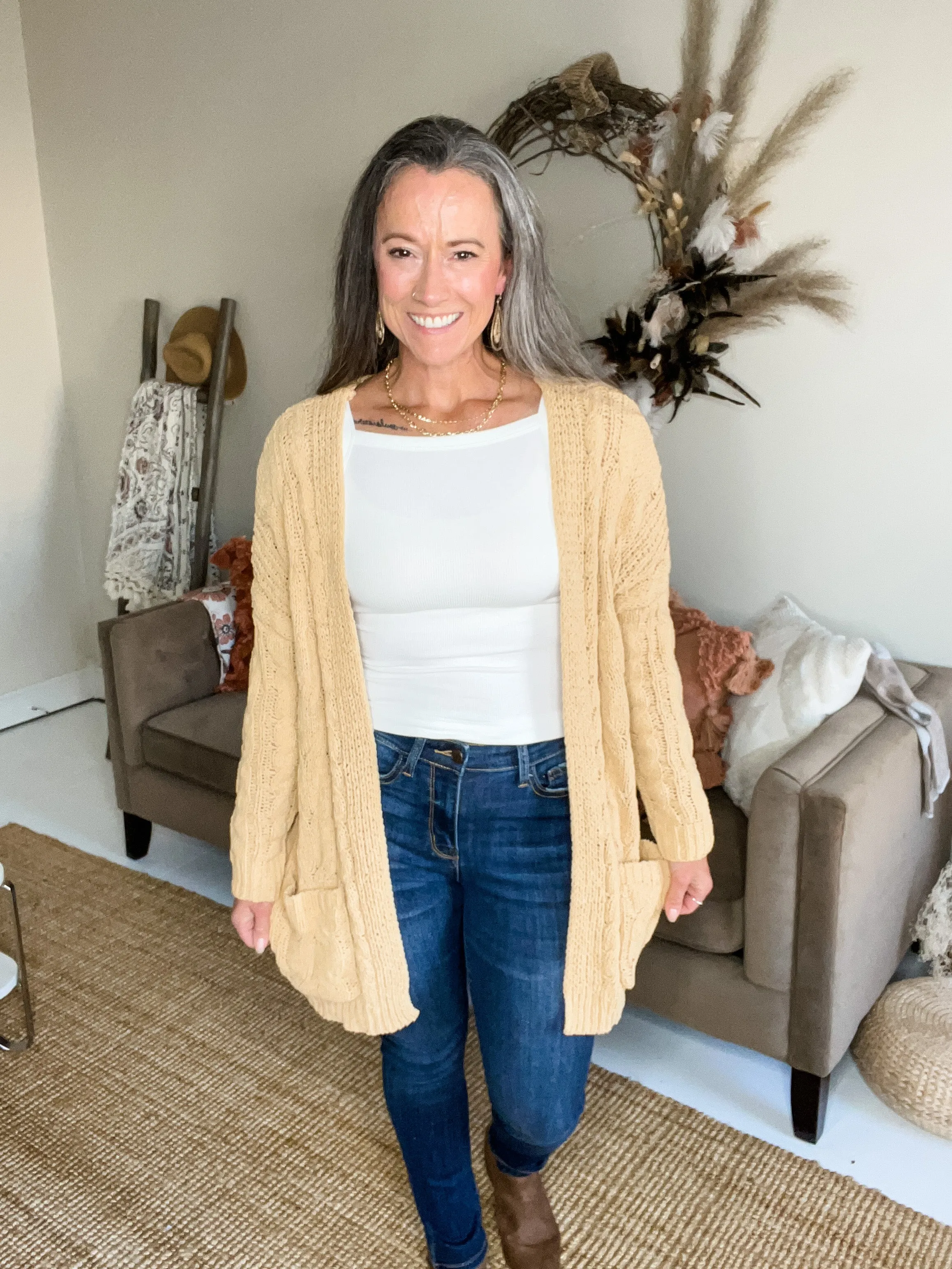 Chenille Open Front Cardigan