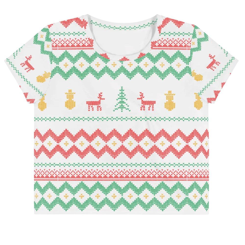 Christmas Merry Sweater White Crop Tee
