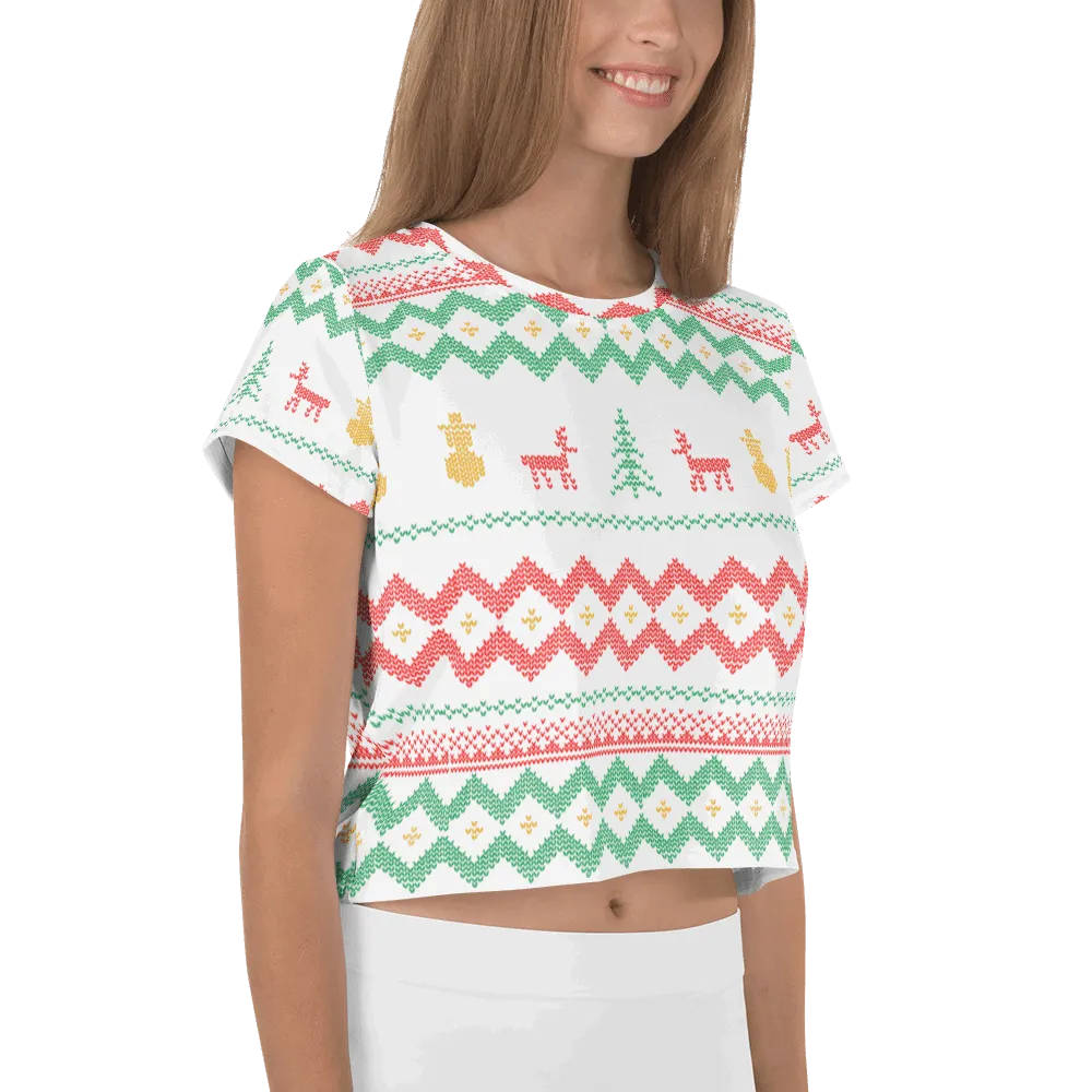 Christmas Merry Sweater White Crop Tee