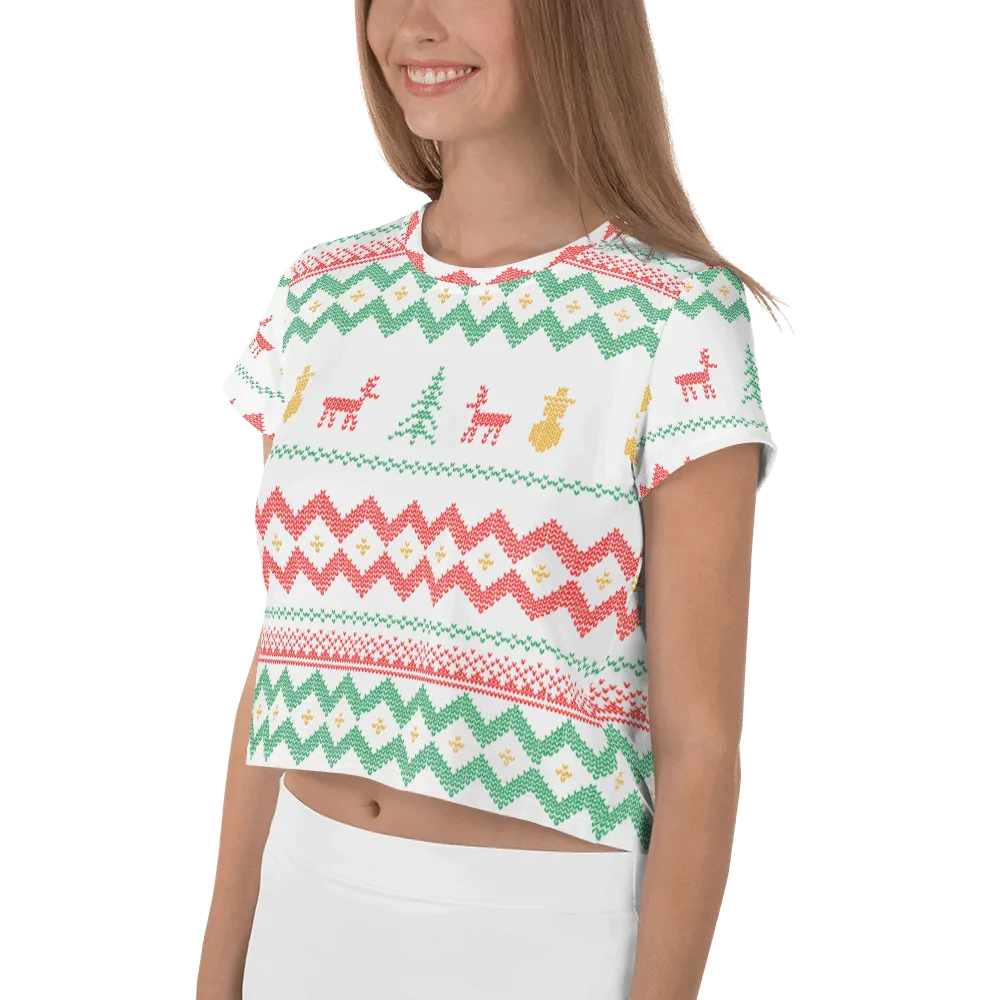 Christmas Merry Sweater White Crop Tee