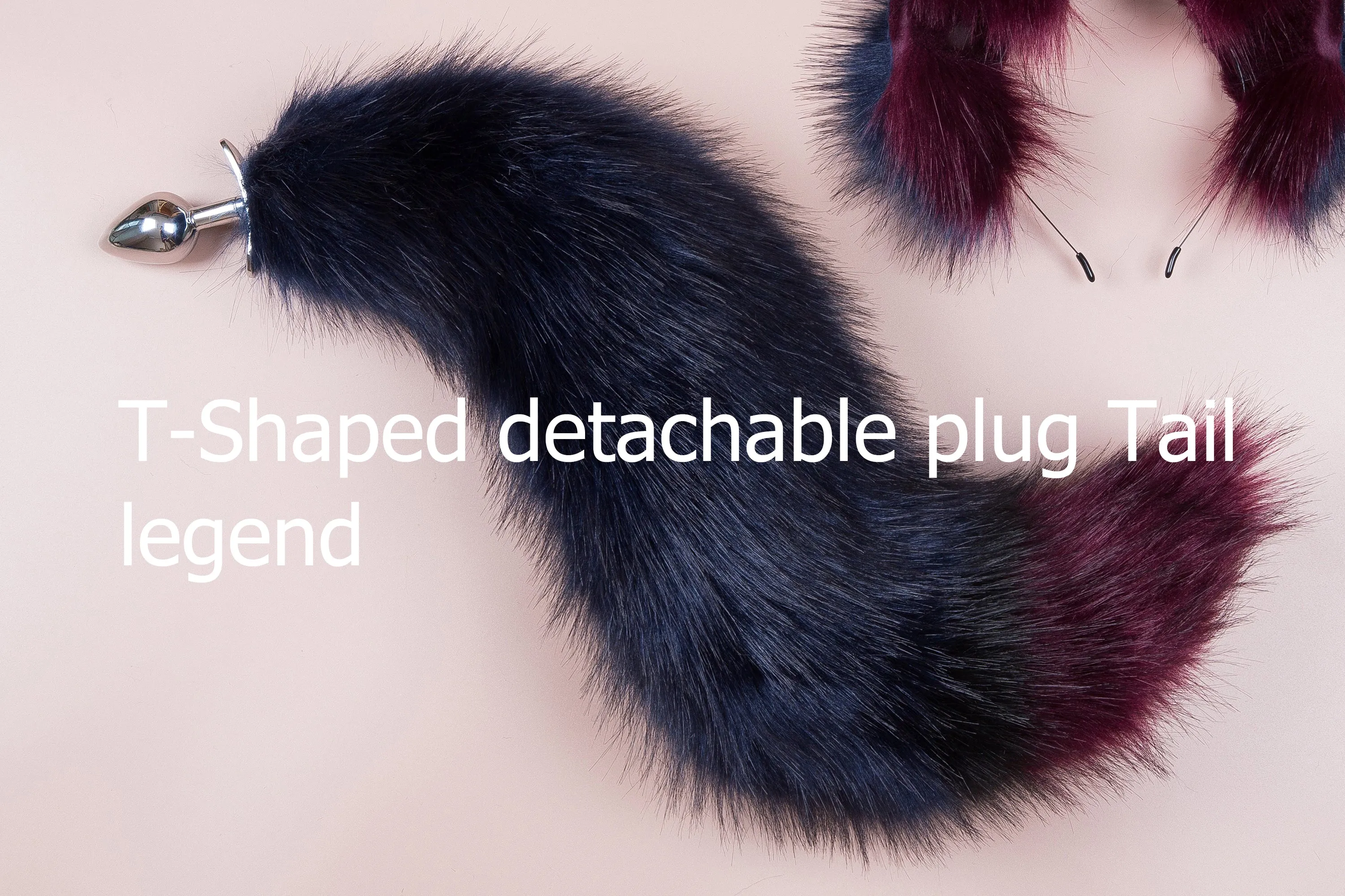 coffee black fox tail plug and ear and tail plug set wolf tail buttplug and ear kitten play set cosplay ear and tail plug T shaped butt plug tail and ear