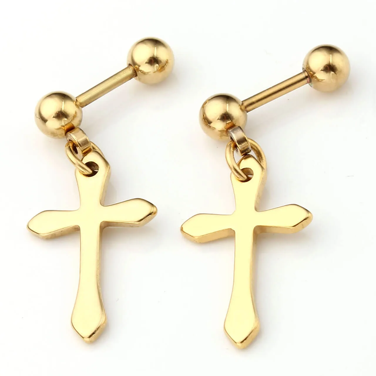 Cross Dangle Barbell Stud Earrings | Jovivi