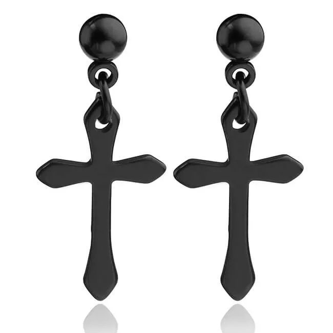 Cross Dangle Barbell Stud Earrings | Jovivi