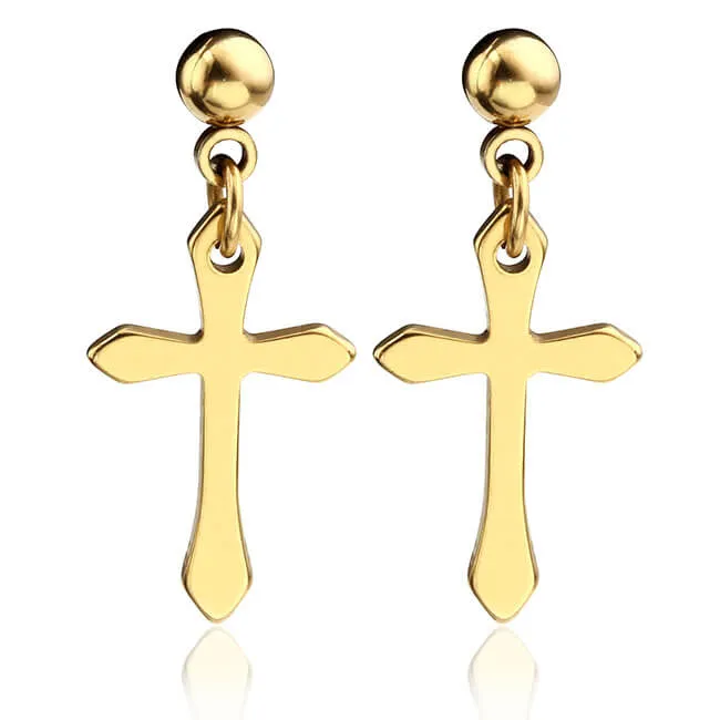Cross Dangle Barbell Stud Earrings | Jovivi
