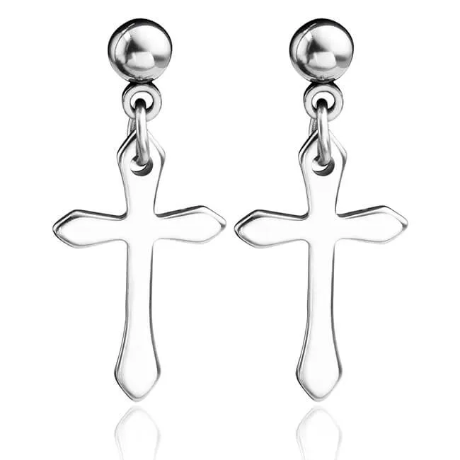 Cross Dangle Barbell Stud Earrings | Jovivi