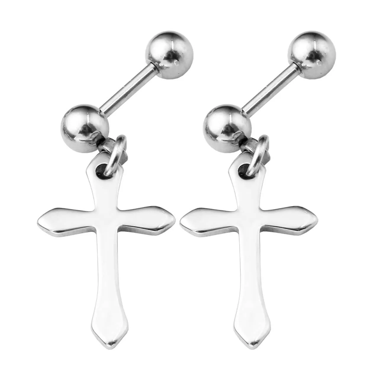 Cross Dangle Barbell Stud Earrings | Jovivi