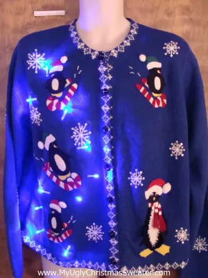 Cute Penguins Light Up Cheesy Christmas Sweater