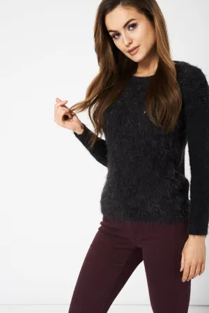 Dark Grey Fluffy Jumper Ex-Branded Dark Grey Fluffy Jumper Ex-Branded