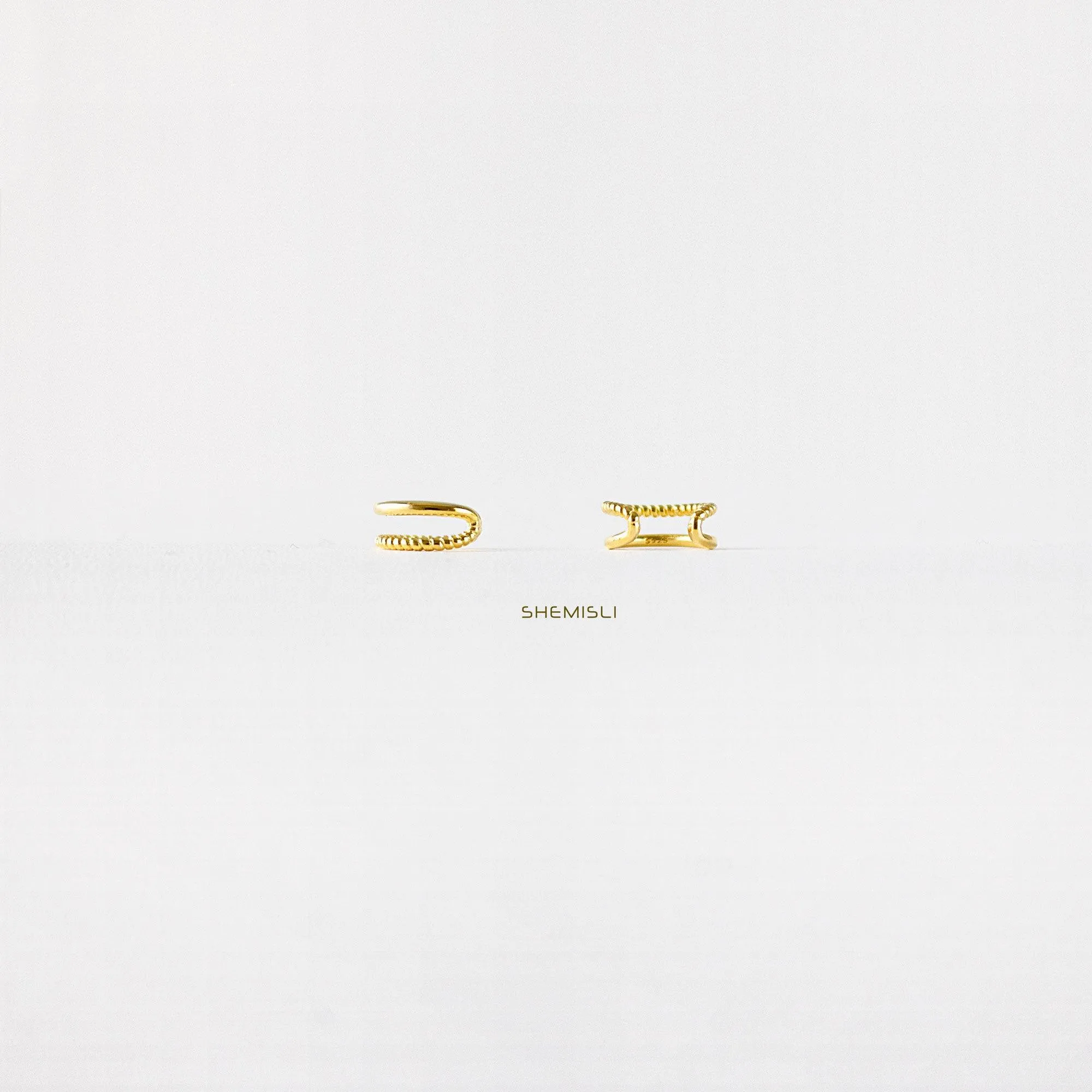 Double Layered Beaded Ear Cuff, Earring No Piercing is Needed, Gold, Silver SHEMISLI - SF022