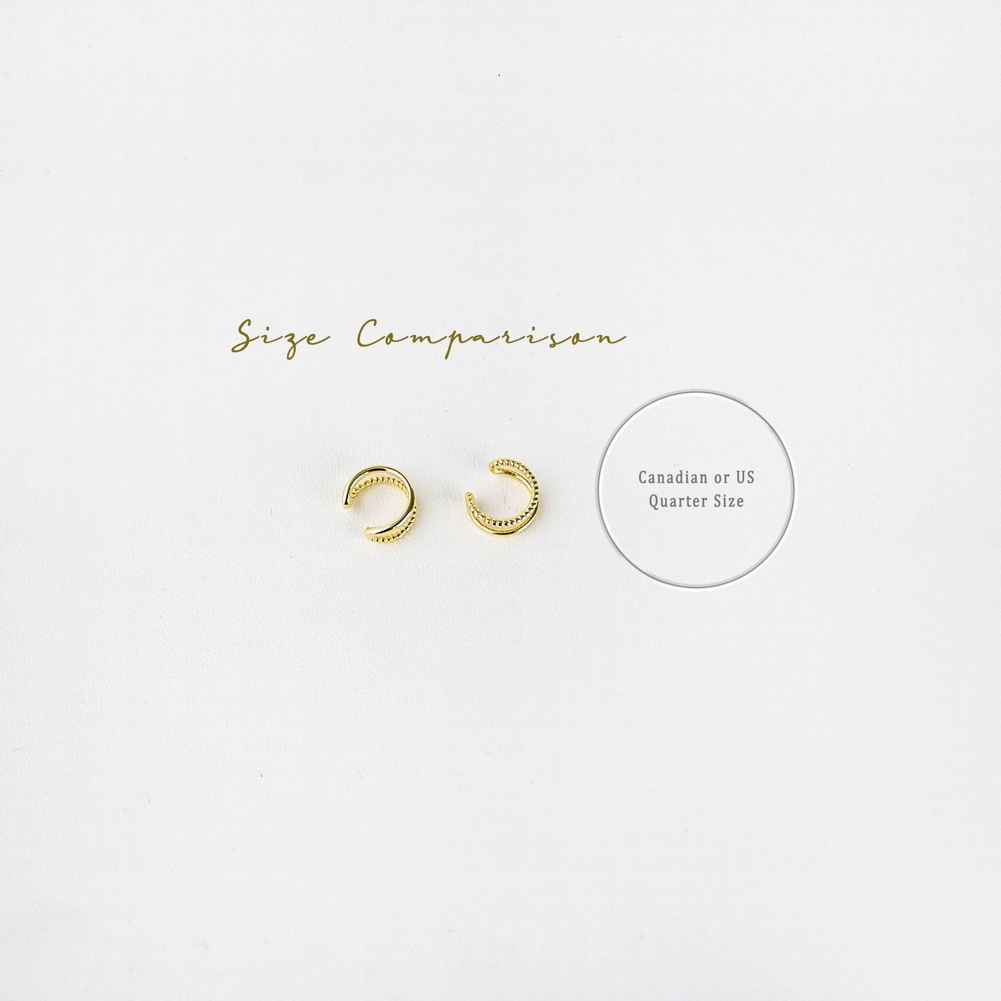 Double Layered Beaded Ear Cuff, Earring No Piercing is Needed, Gold, Silver SHEMISLI - SF022