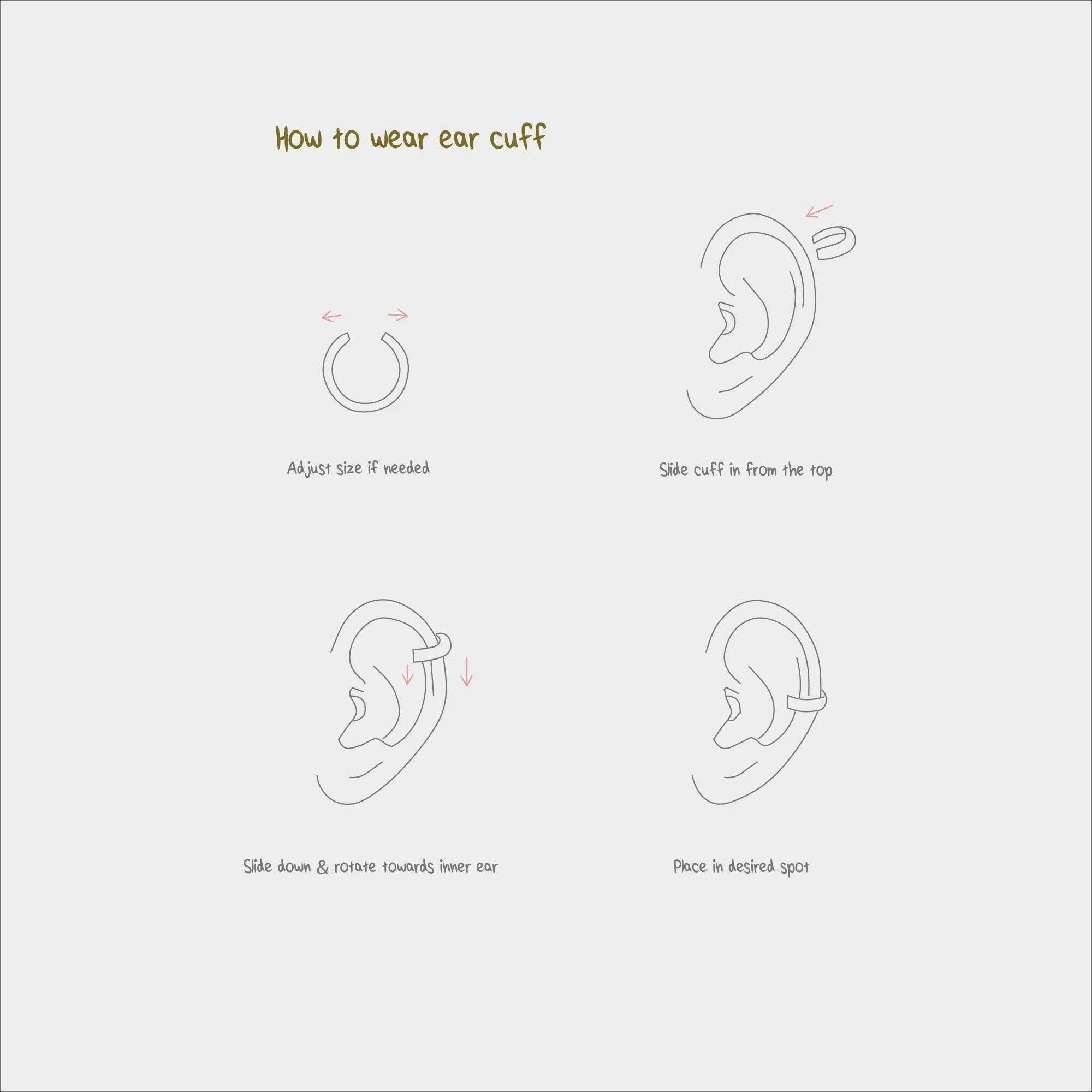 Double Layered Beaded Ear Cuff, Earring No Piercing is Needed, Gold, Silver SHEMISLI - SF022
